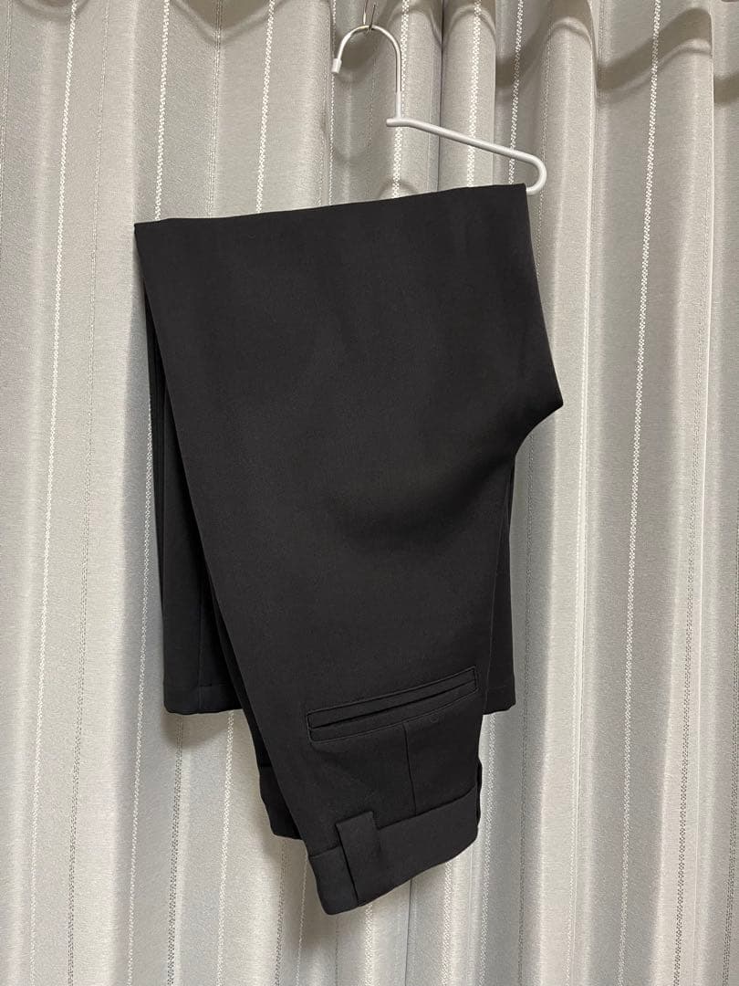 【裾上げあり】MB尾州ウール フロントシーム”ハカマ”スラックス S 黒