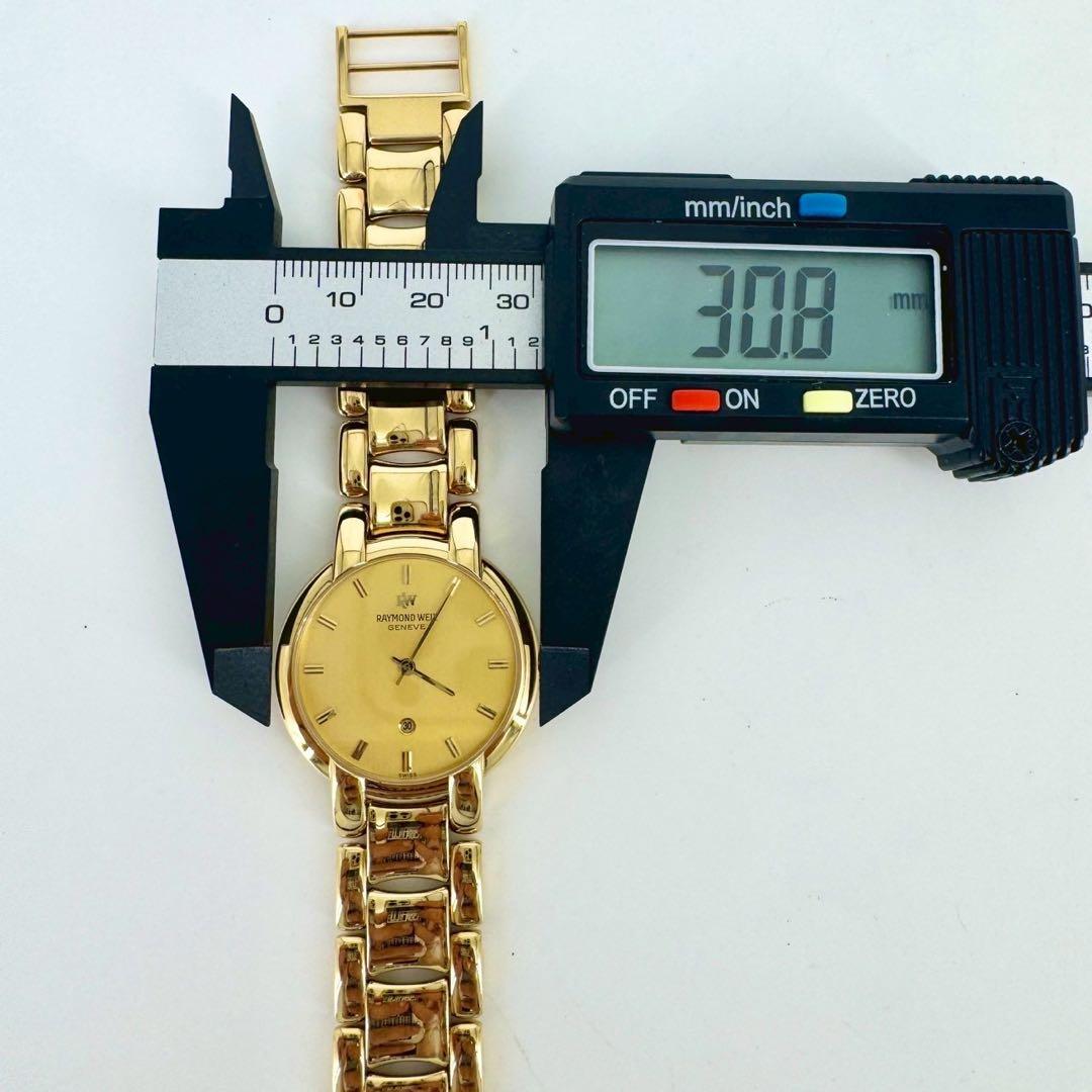 【新品電池】RAYMOND WEIL 18Kメッキ加工 ゴールド　デイト 腕時計