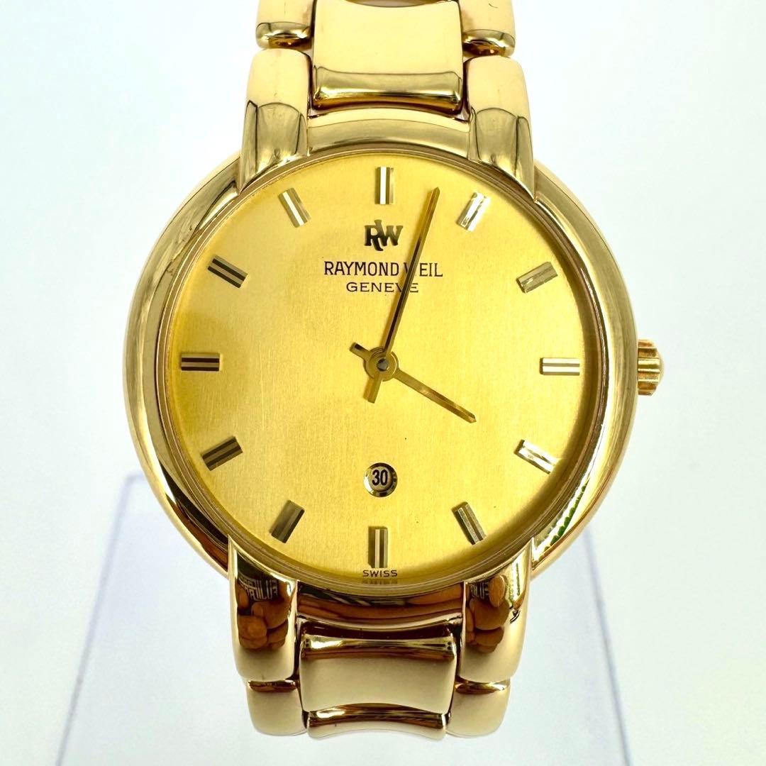 【新品電池】RAYMOND WEIL 18Kメッキ加工 ゴールド　デイト 腕時計