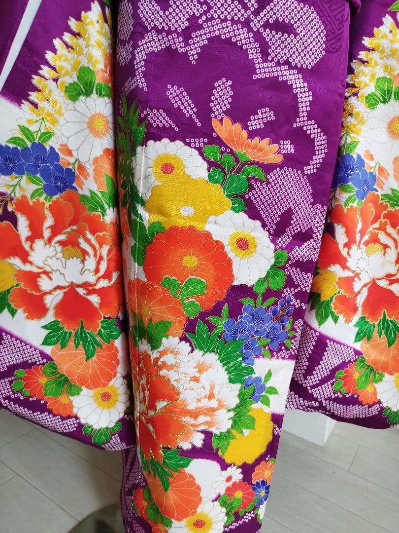 アンティーク正絹古典調紫の着物単品