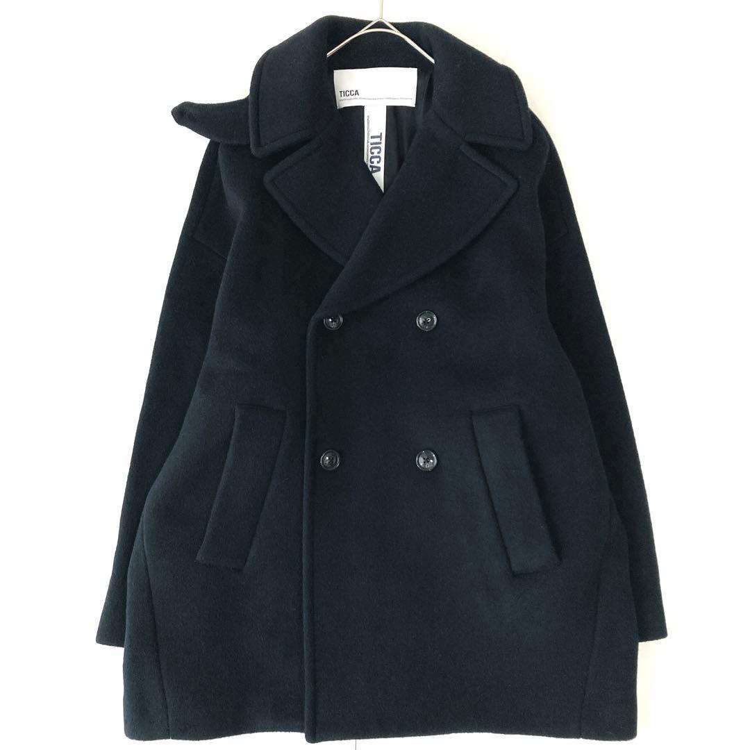 美品✨️ティッカ　23年モデル　ピーコート　オーバーサイズ　ダブルブレスト　黒