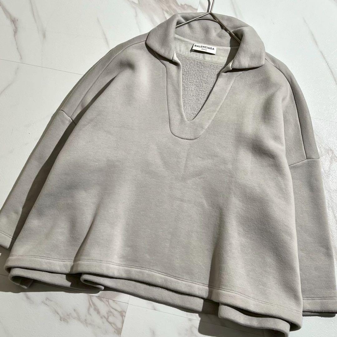 美品✨BALENCIAGA クロップドスウェット 襟付 スキッパー Vネック