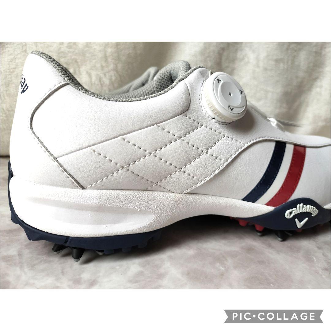 【新品】キャロウェイ ゴルフスパイク BOA ダイアル式レザー 24cm　白紺