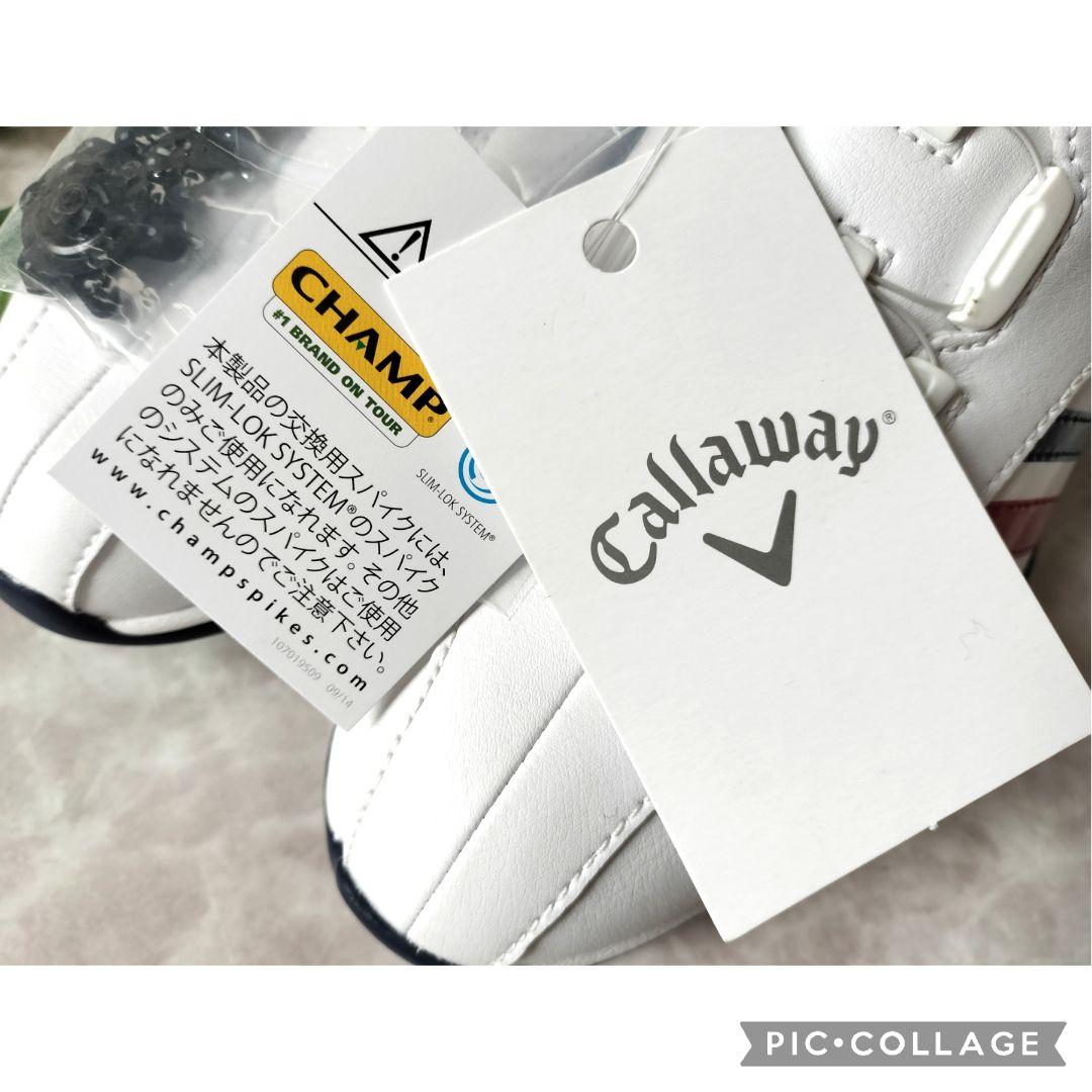 【新品】キャロウェイ ゴルフスパイク BOA ダイアル式レザー 24cm　白紺