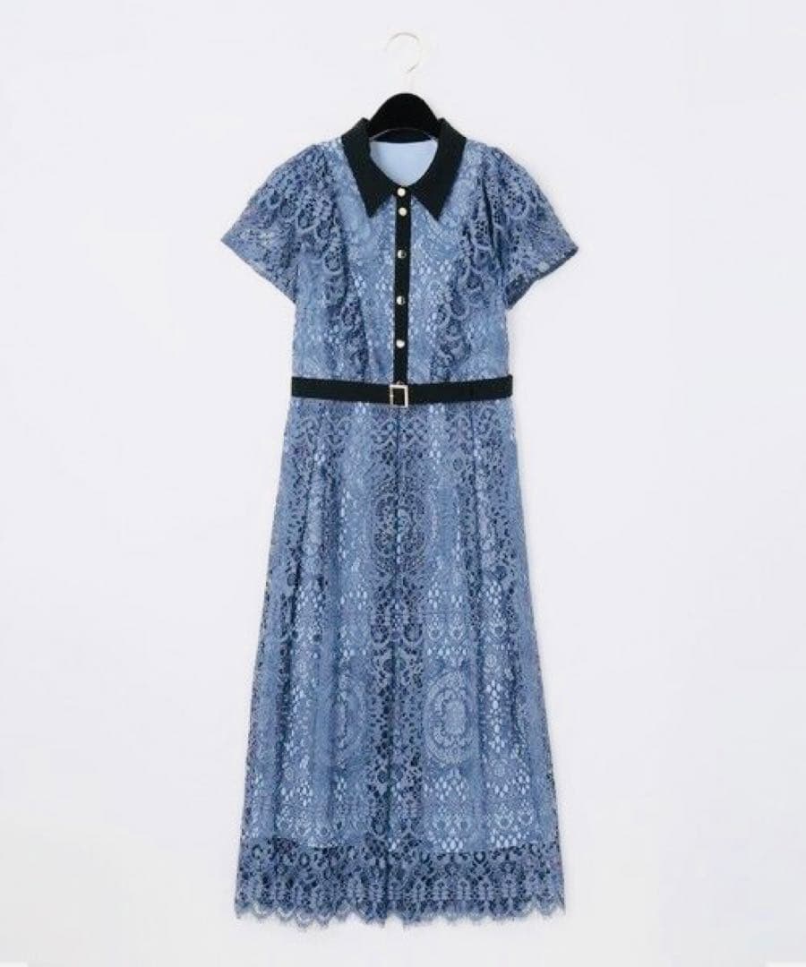 Diagram フリルレースワンピース　ブルー　美品