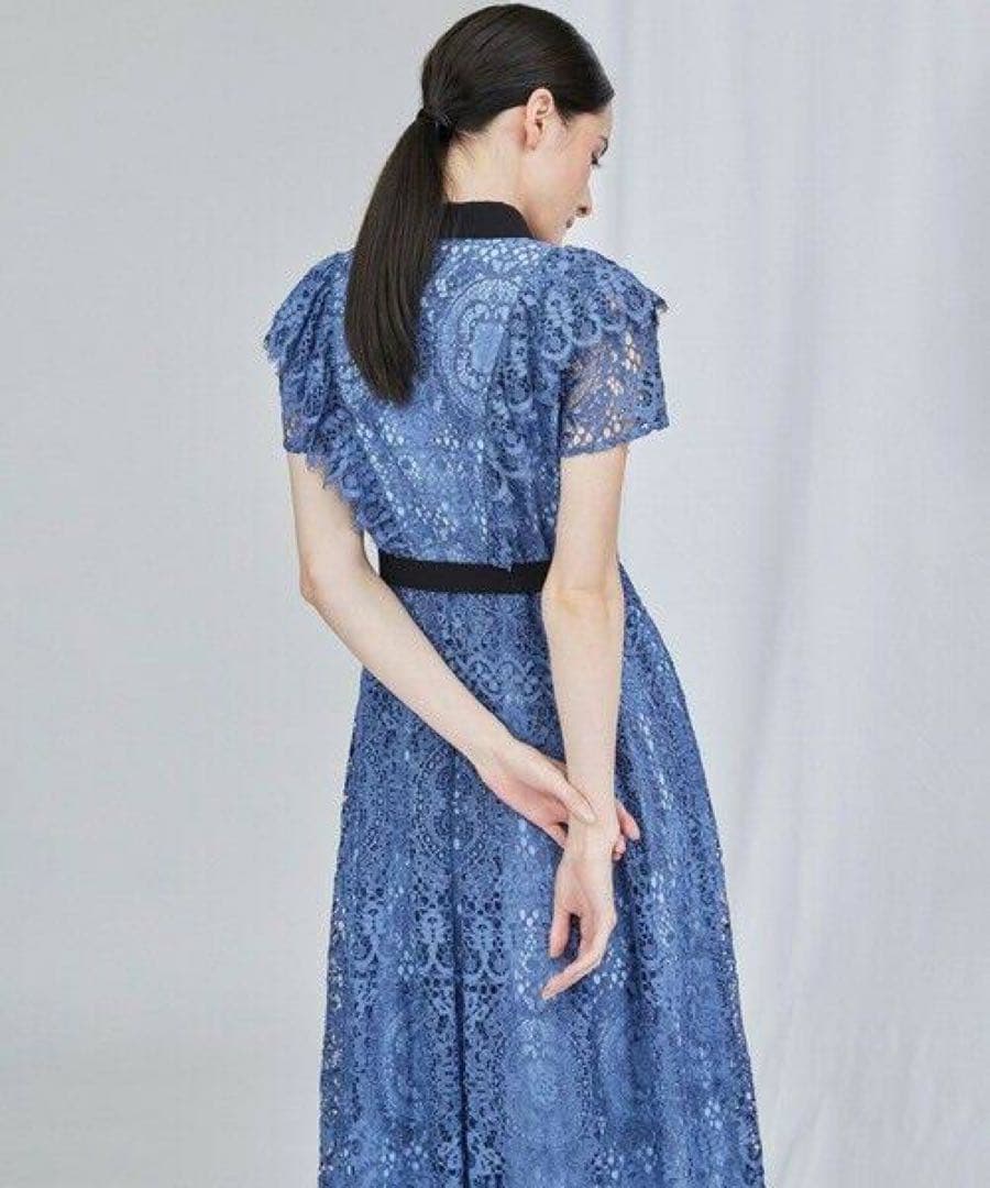 Diagram フリルレースワンピース　ブルー　美品