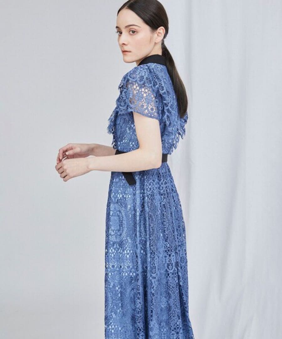 Diagram フリルレースワンピース　ブルー　美品