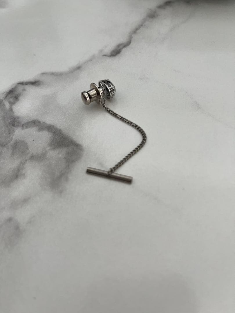 ネクタイピン　タイタックピン 　 ホワイトゴールド　10金　K10 アンティーク