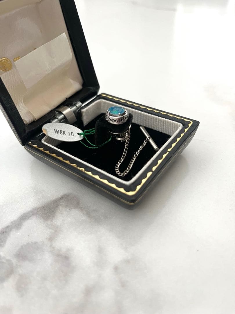 ネクタイピン　タイタックピン 　 ホワイトゴールド　10金　K10 アンティーク