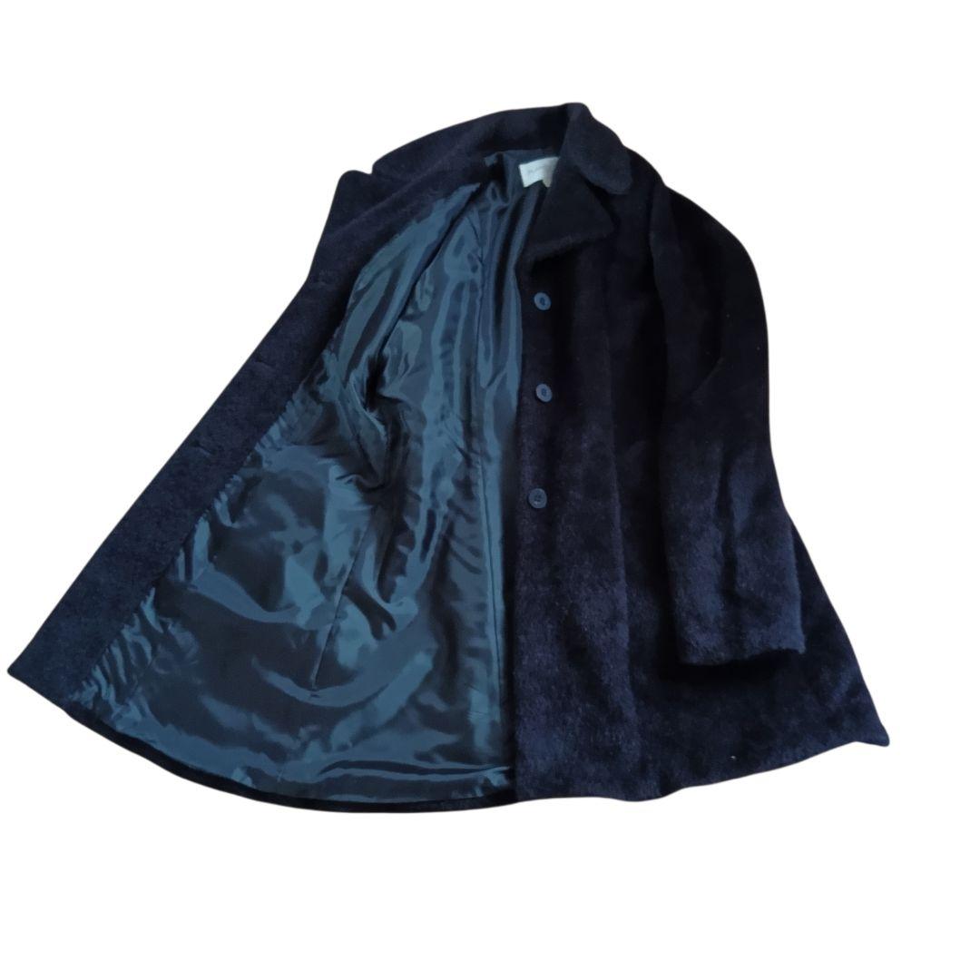 高級アルパカ100%ウール起毛コート　ブラック