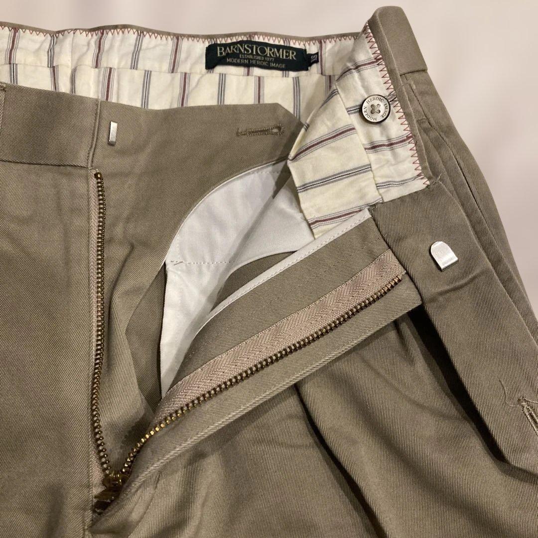 BARNSTORMER ベージュ　ダブルプリーツ　チノパン　XS