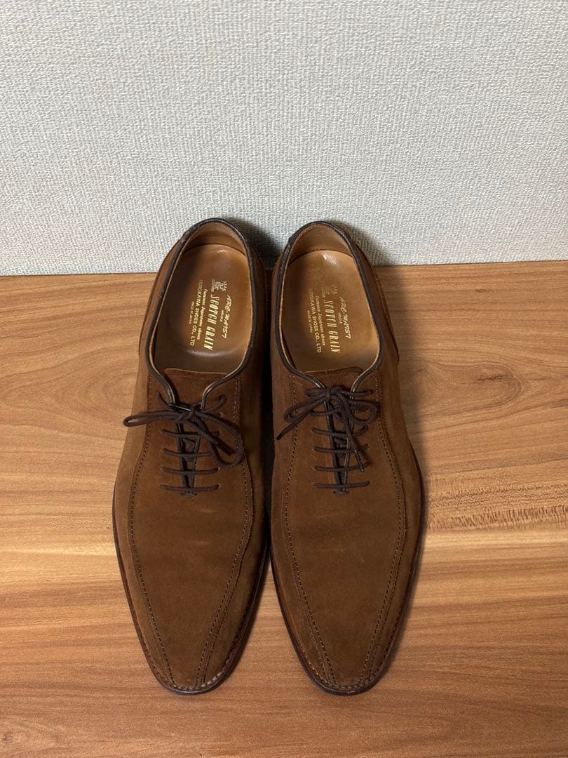 ブラウン スエード レースアップ ドレスシューズ