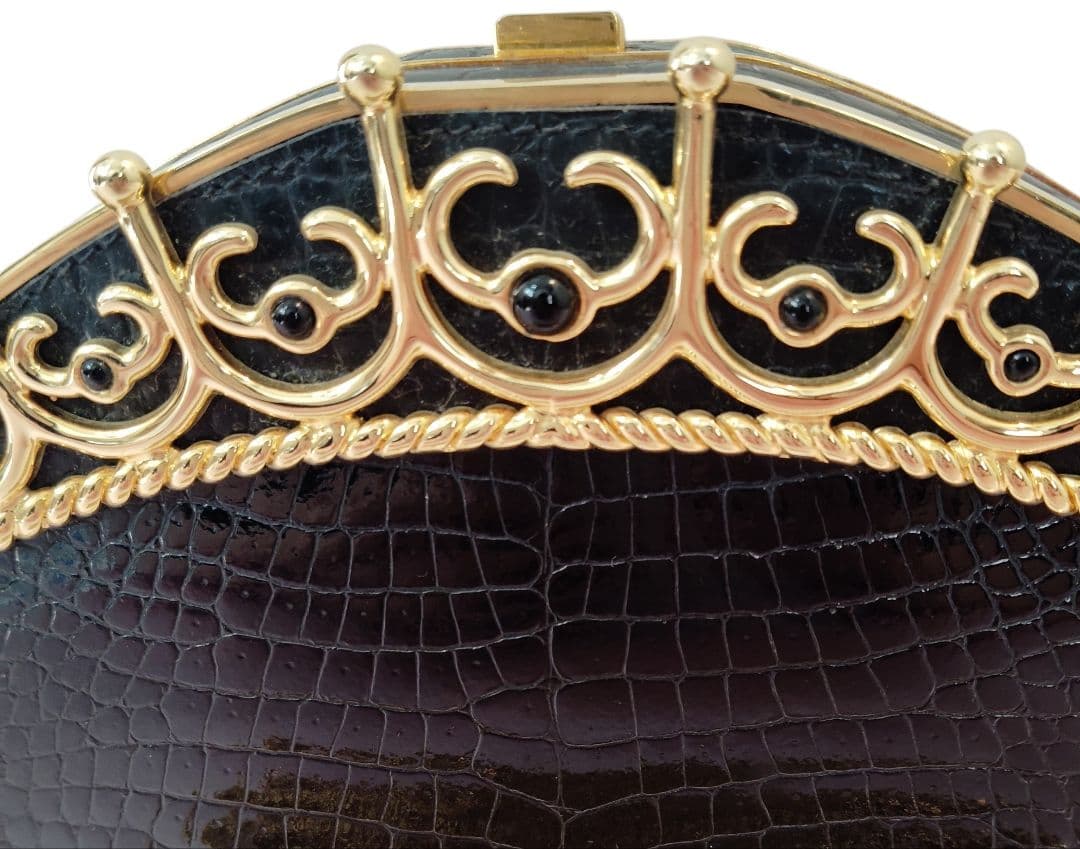 イブニングバッグ 　フォーマルバック　ロイヤルティアラ 黒 カーフスキン