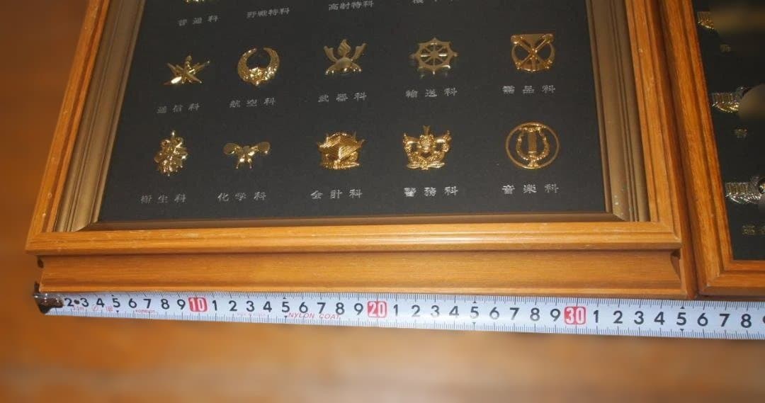 警察官階級章と自衛隊職種き章　額装セット
