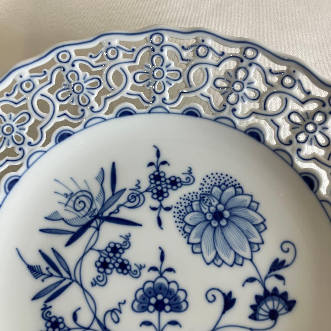マイセン Meissen ブルーオニオン　透かしレースプレート