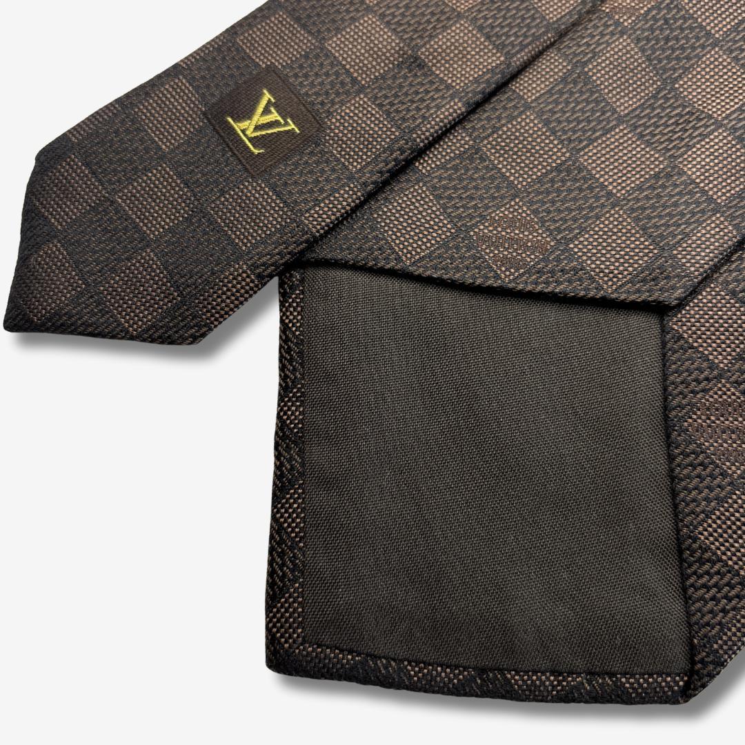 LOUIS VUITTON シルクネクタイ ダミエ柄 モノグラム ブラウン