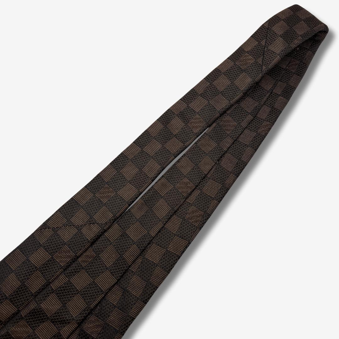 LOUIS VUITTON シルクネクタイ ダミエ柄 モノグラム ブラウン