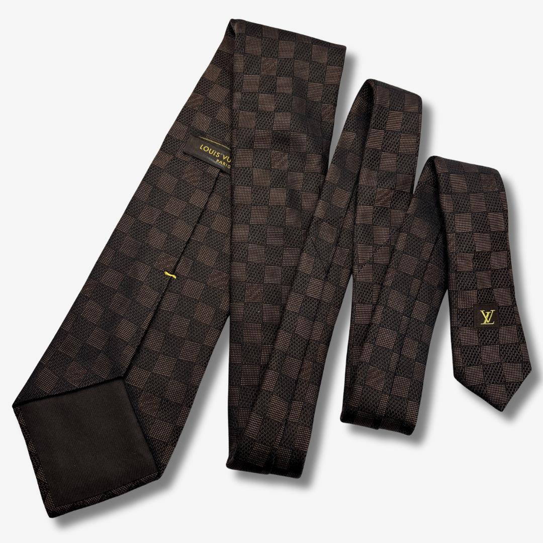LOUIS VUITTON シルクネクタイ ダミエ柄 モノグラム ブラウン