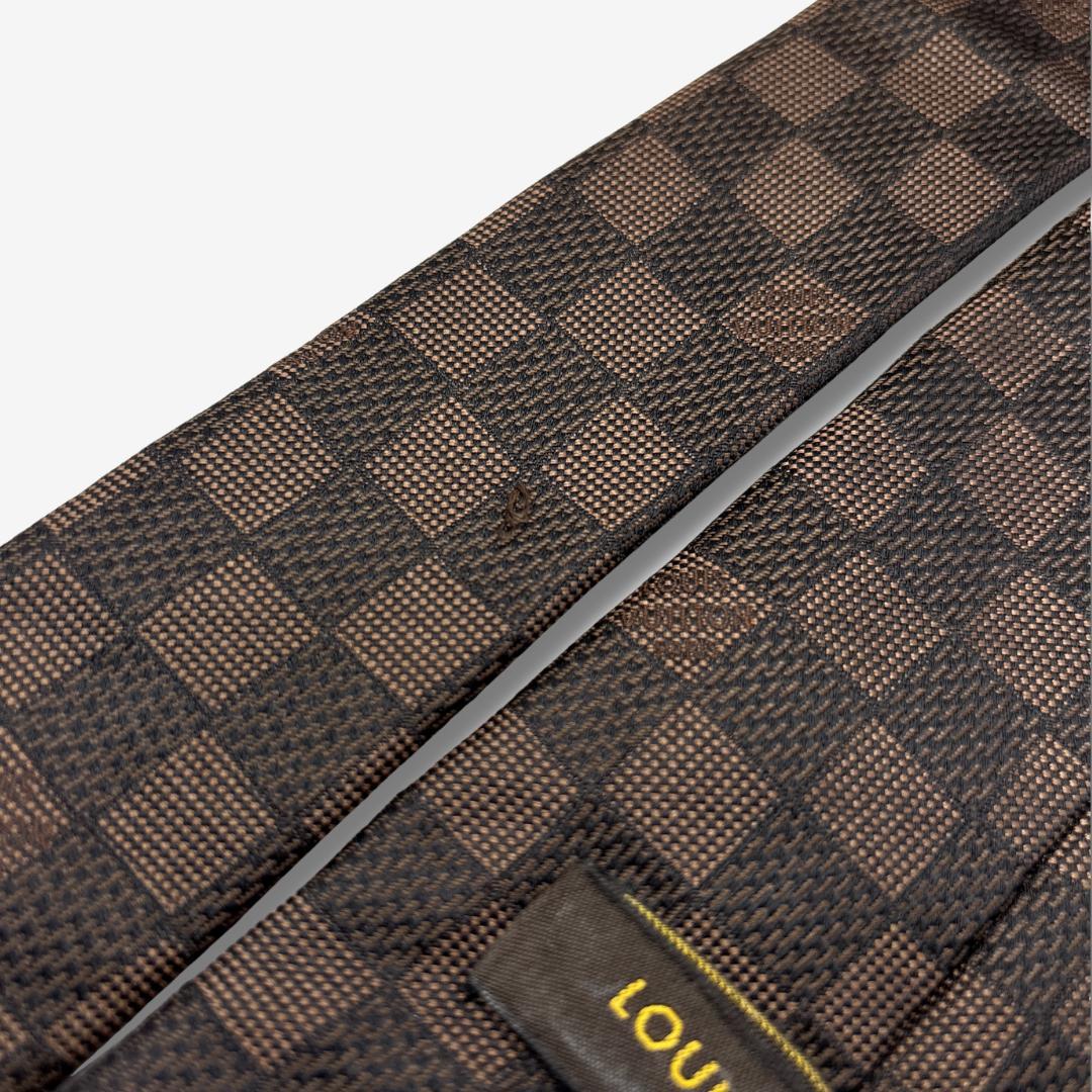 LOUIS VUITTON シルクネクタイ ダミエ柄 モノグラム ブラウン