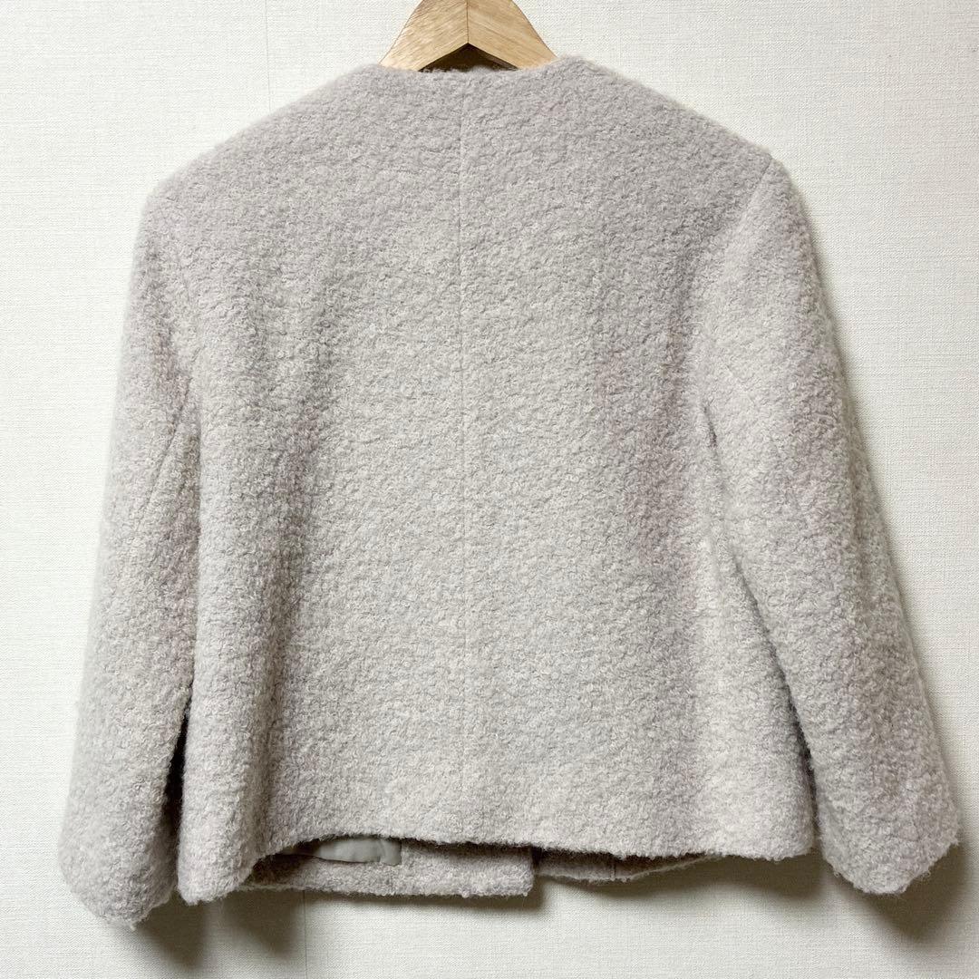 美品 マッキントッシュフィロソフィー ヘスル ノーカラージャケット オフホワイト