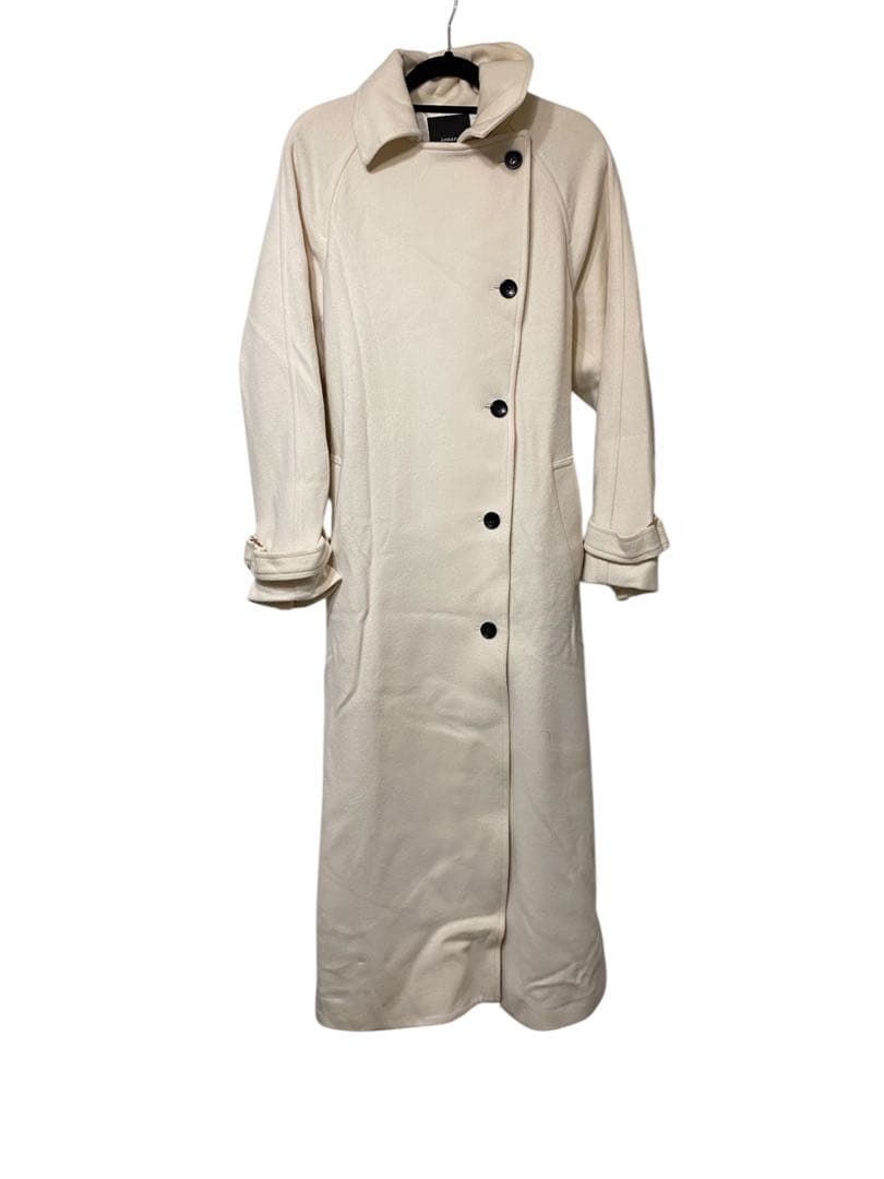 anuans ウール トレンチ コート ホワイト ウールトレンチコート