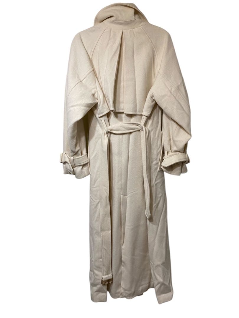 anuans ウール トレンチ コート ホワイト ウールトレンチコート