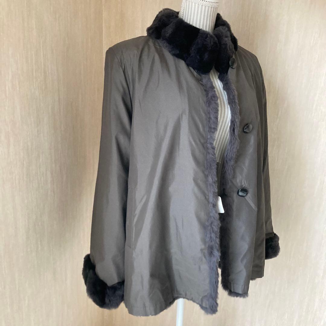 FLECHE 高級ファー(レッキス)とシルクのリバーシブルアウター