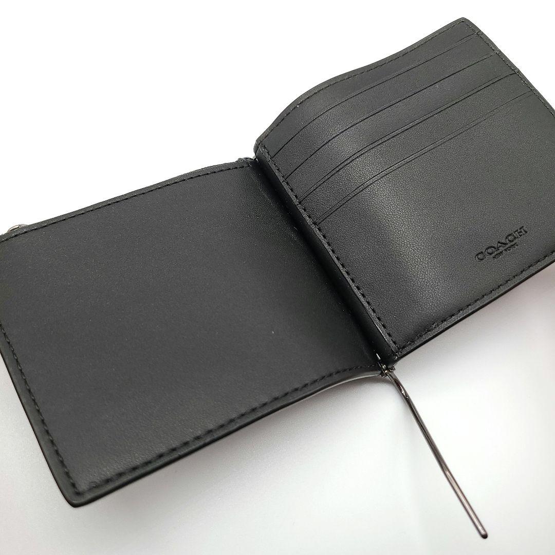 COACH マネークリップ 新品 ブラック シグネチャー 新作 メンズ