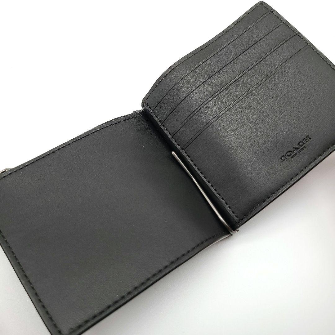 COACH マネークリップ 新品 ブラック シグネチャー 新作 メンズ