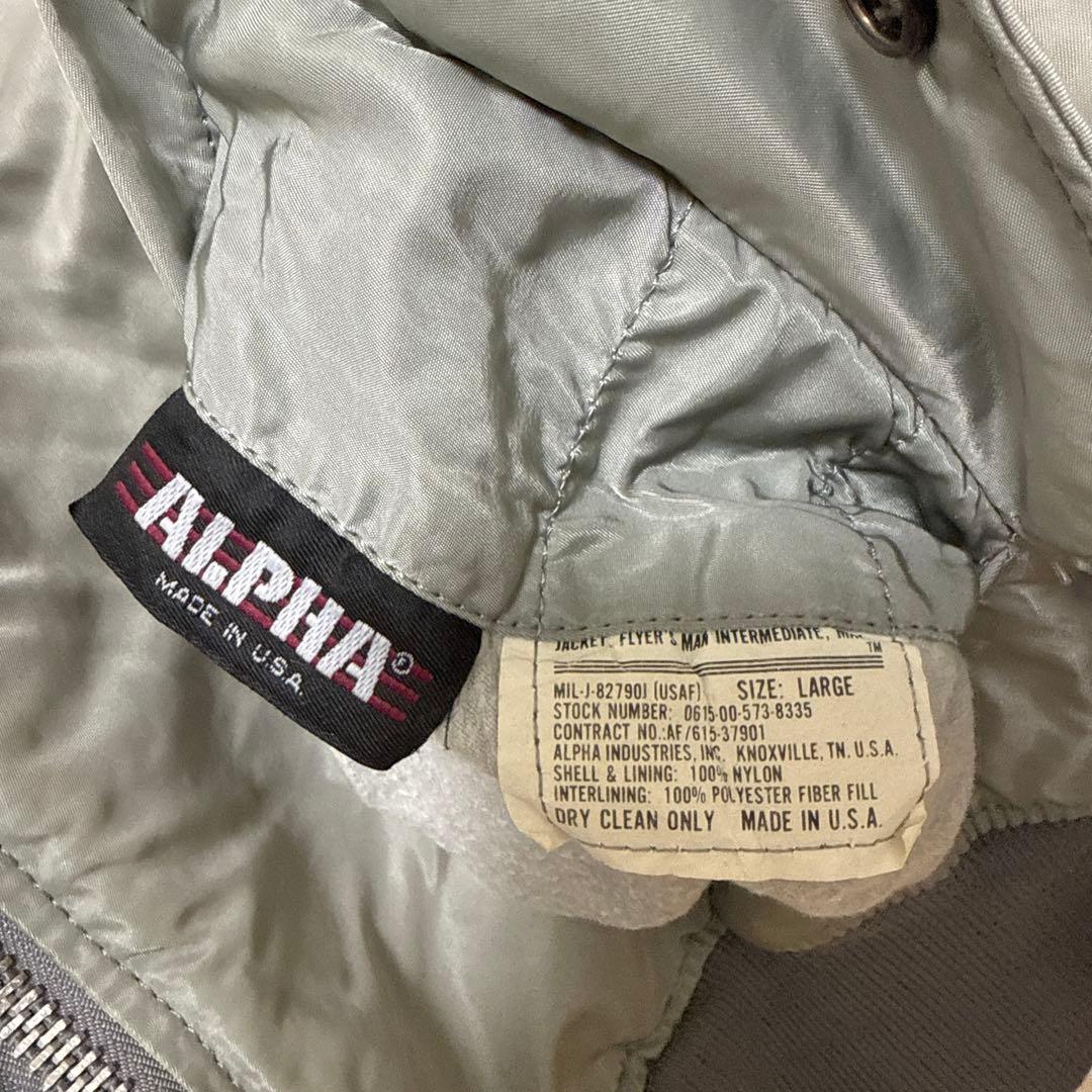 80s USA製ALPHA アルファ MA-1 フライトジャケット L グレー