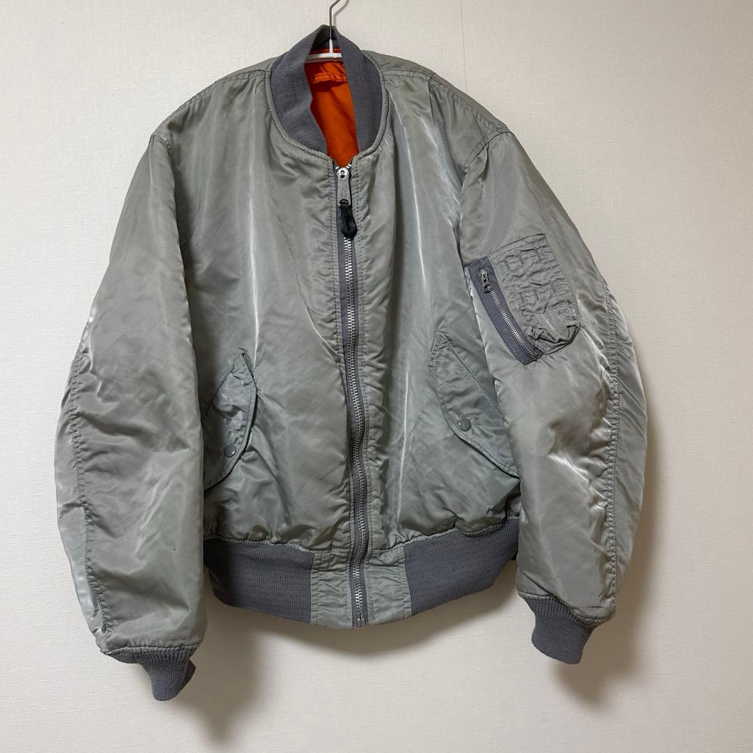 80s USA製ALPHA アルファ MA-1 フライトジャケット L グレー