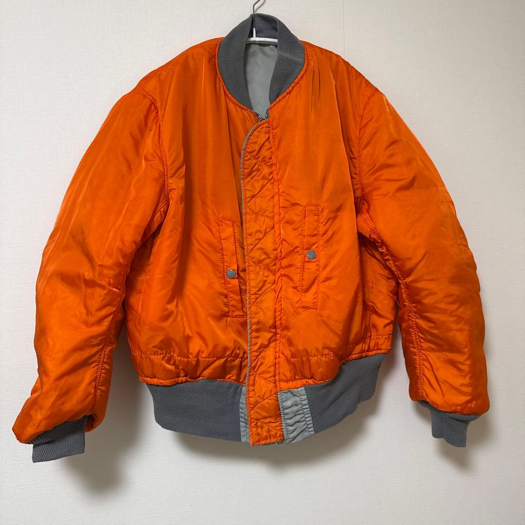 80s USA製ALPHA アルファ MA-1 フライトジャケット L グレー