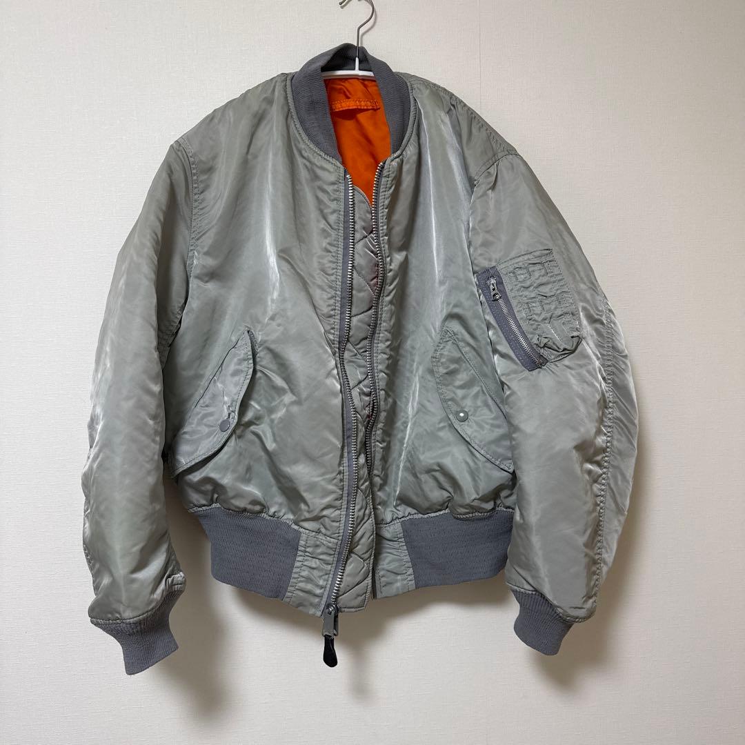 80s USA製ALPHA アルファ MA-1 フライトジャケット L グレー
