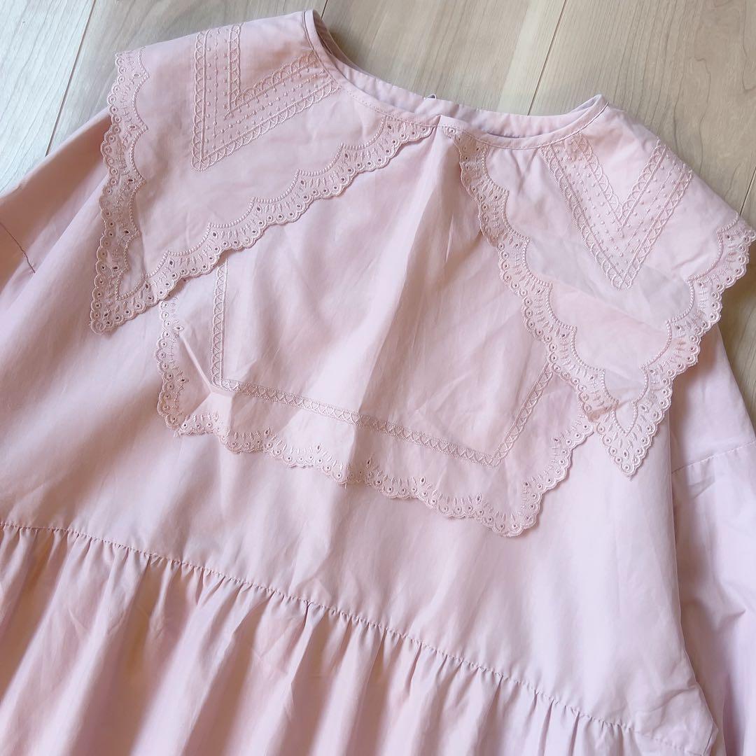 美品＊ローズティアラ 42 ビックカラーチュニック 襟取り外し可 ティアード