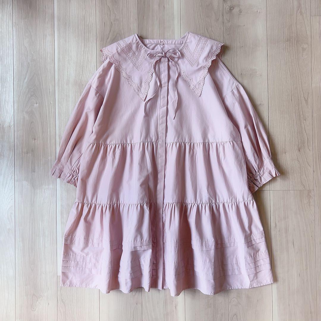 美品＊ローズティアラ 42 ビックカラーチュニック 襟取り外し可 ティアード