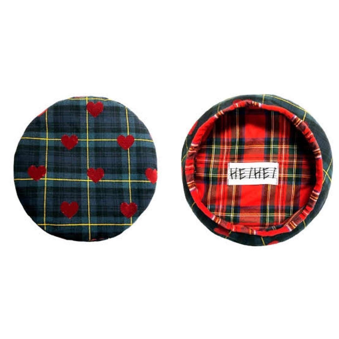 HEIHEI ハートチェックベレー帽 緑