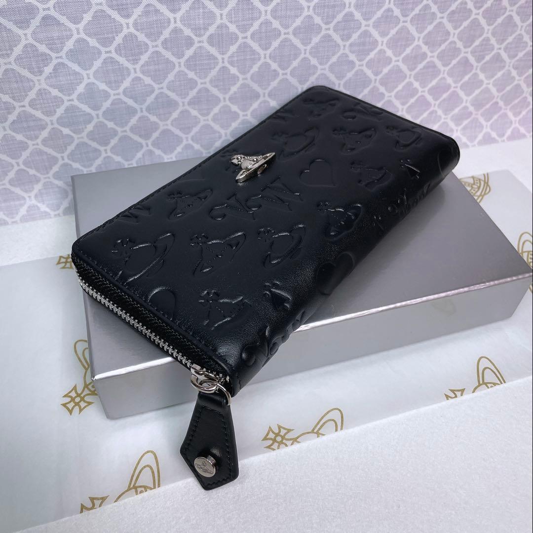 【内側に素敵な柄✩】Vivienne Westwood 長財布 マット黒
