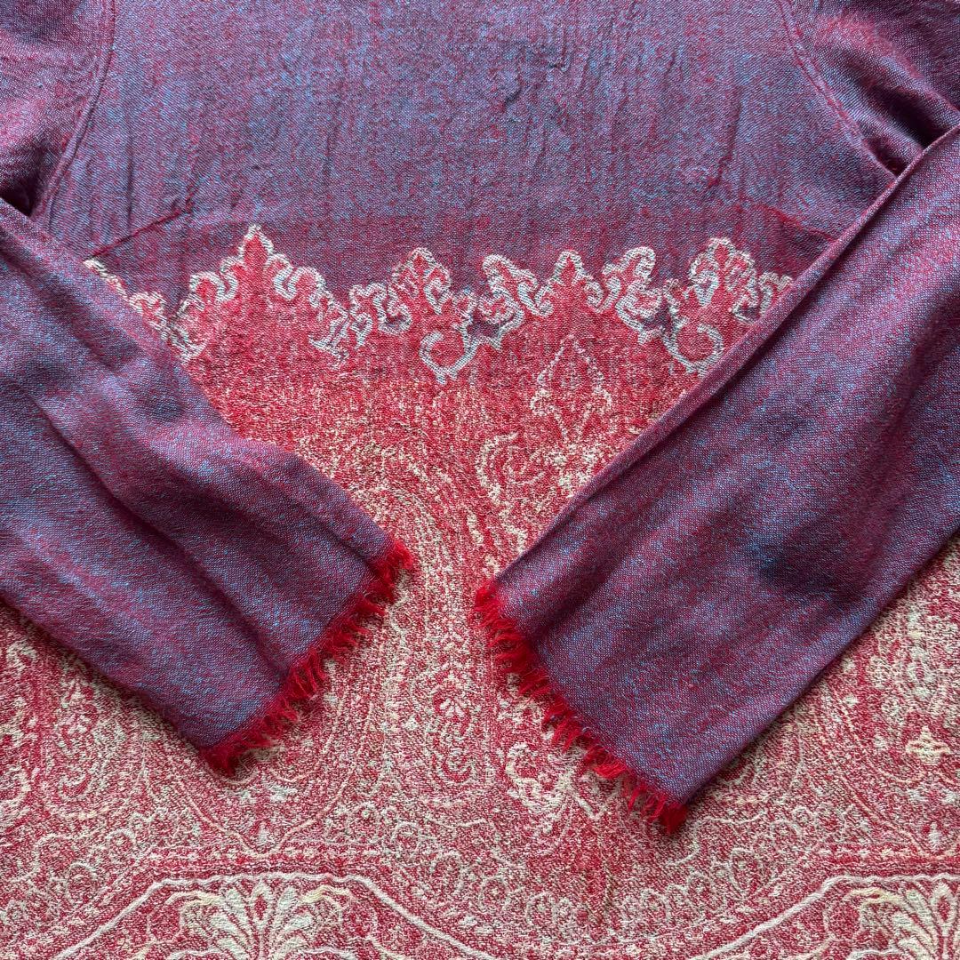 45R 45rpm 縮絨 ペイズリー柄 ジャガード 切替 フリンジ チュニック