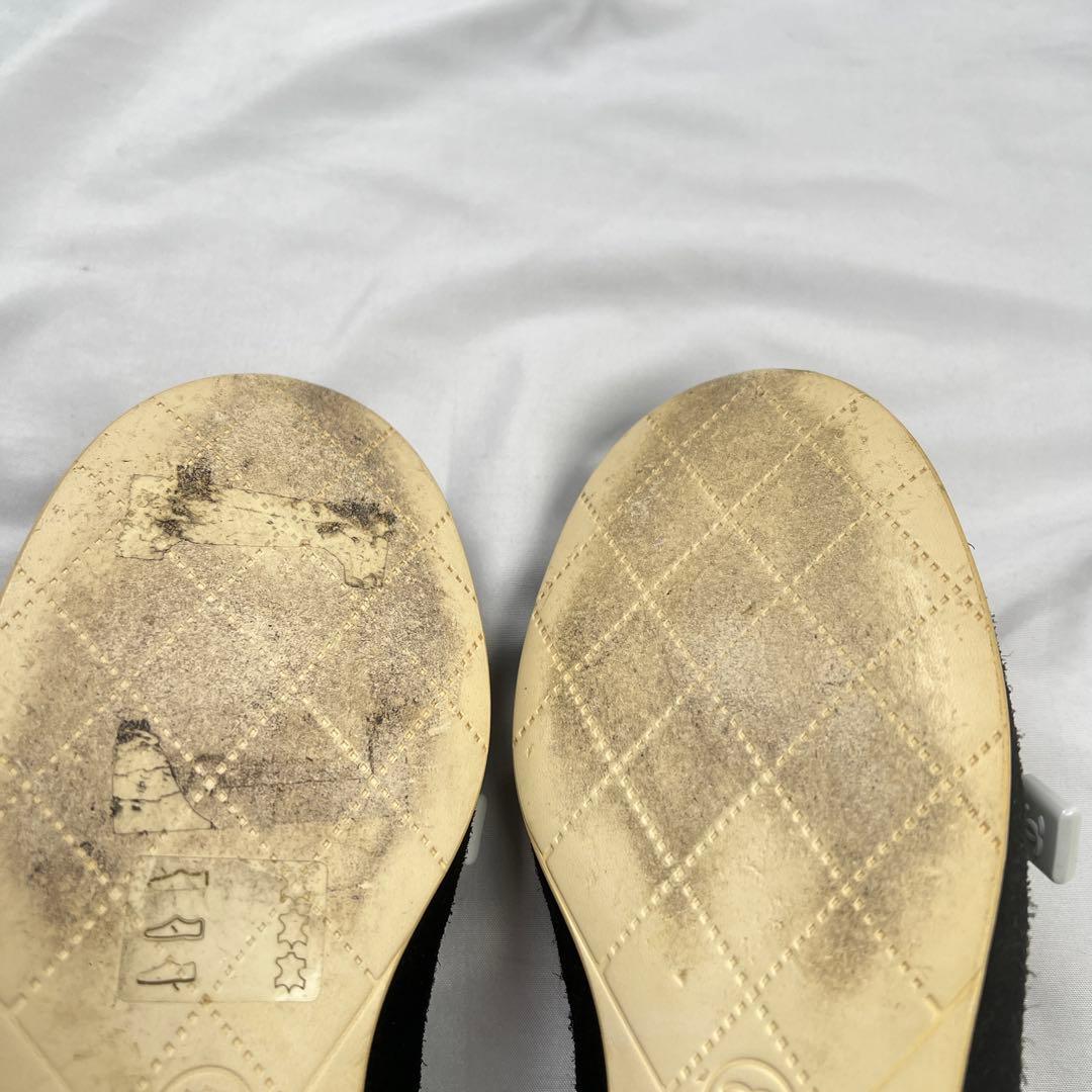 靴 CHANEL mary jane flat shoes black white