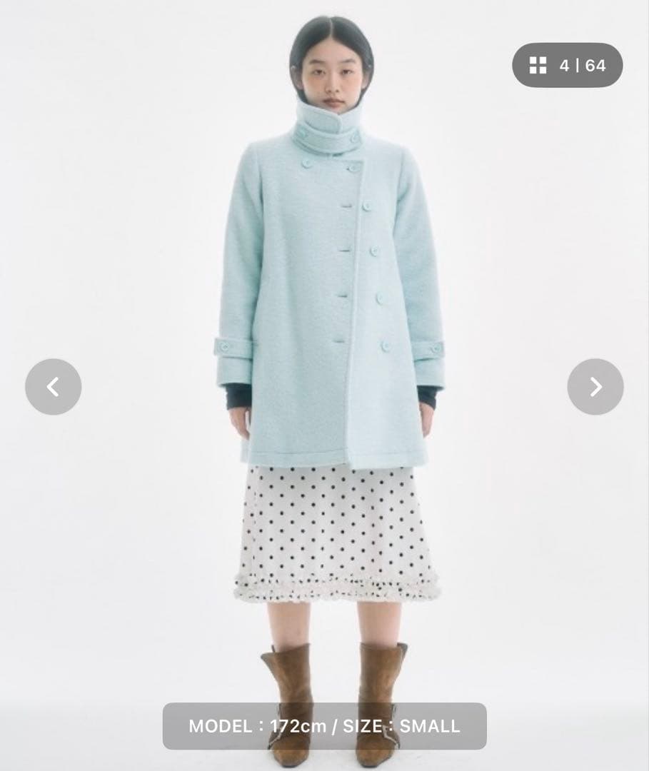 fekete Pコート ロングコート ミディ丈コート / ライトブルー