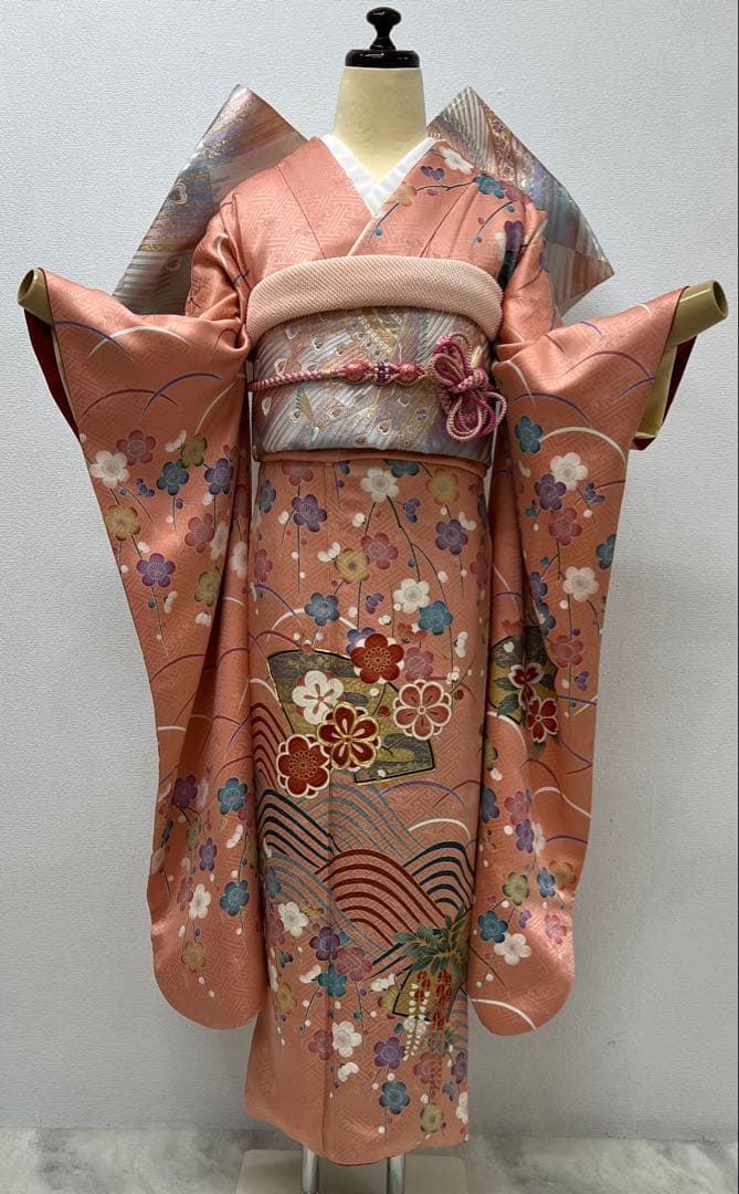 振り袖　フルセット　長襦袢　成人式　ガード加工　金彩加工　刺繍入　ピンク　738