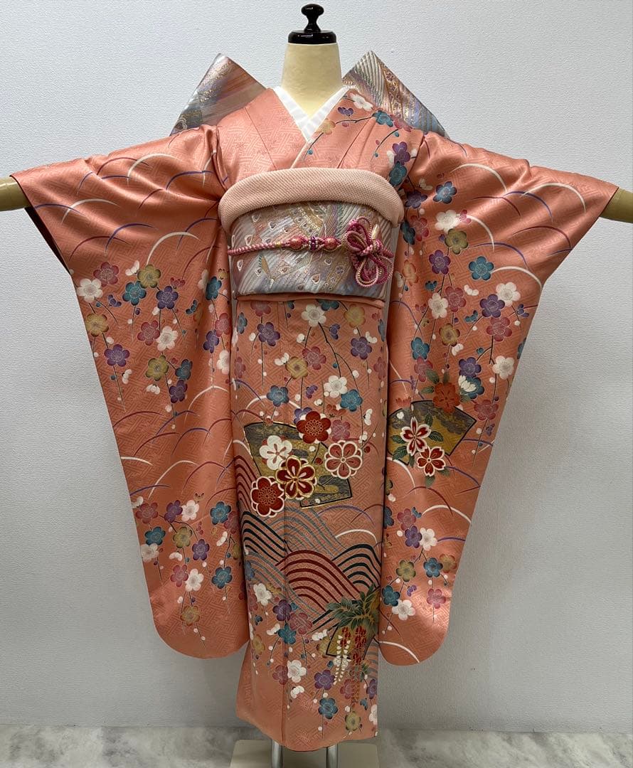 振り袖　フルセット　長襦袢　成人式　ガード加工　金彩加工　刺繍入　ピンク　738