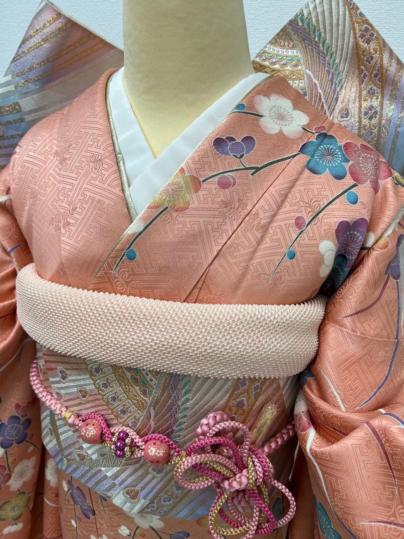 振り袖　フルセット　長襦袢　成人式　ガード加工　金彩加工　刺繍入　ピンク　738