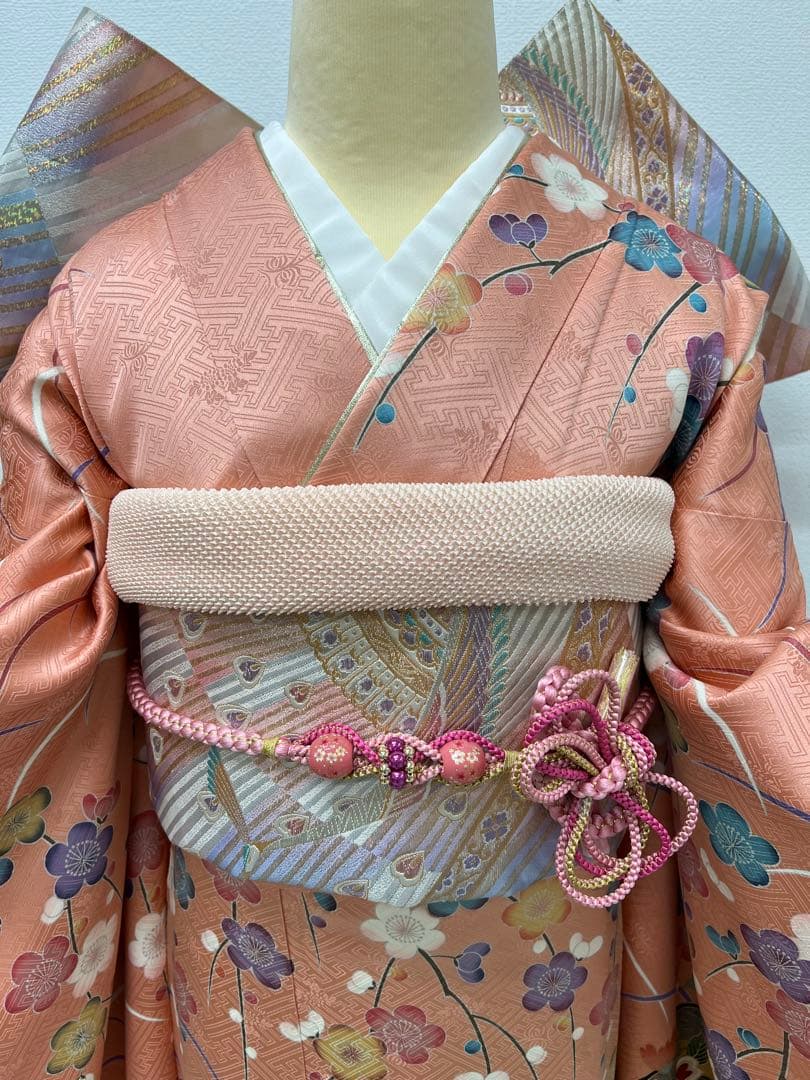 振り袖　フルセット　長襦袢　成人式　ガード加工　金彩加工　刺繍入　ピンク　738