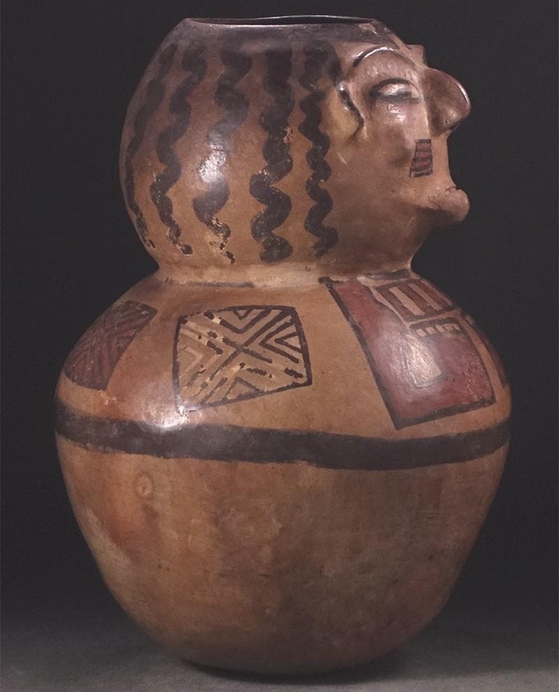 ◆『ナスカ文化 彩文土器 加彩戦士象形壷』 ナスカ◆検）アンデス文明 インカ帝国