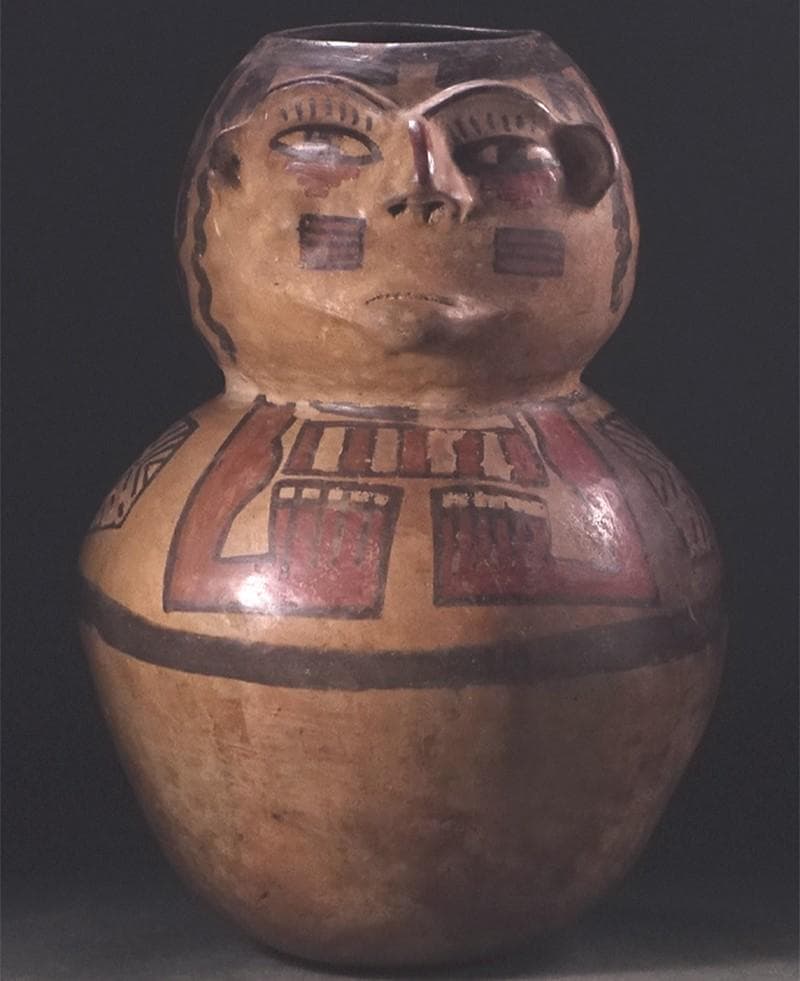 ◆『ナスカ文化 彩文土器 加彩戦士象形壷』 ナスカ◆検）アンデス文明 インカ帝国