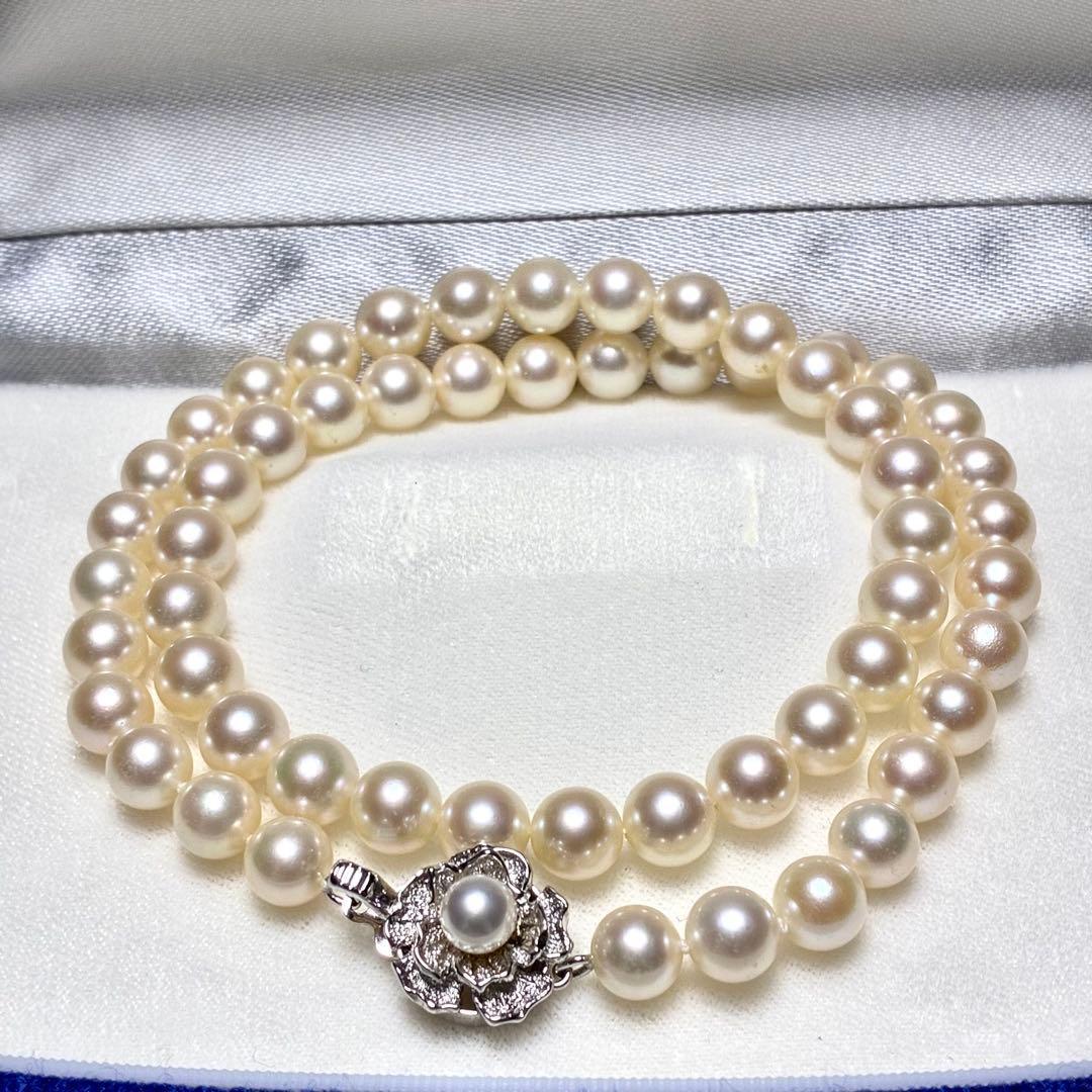 【テリ強　極美品】あこや真珠 ネックレス 7.0-7.5 アコヤ パール 本真珠