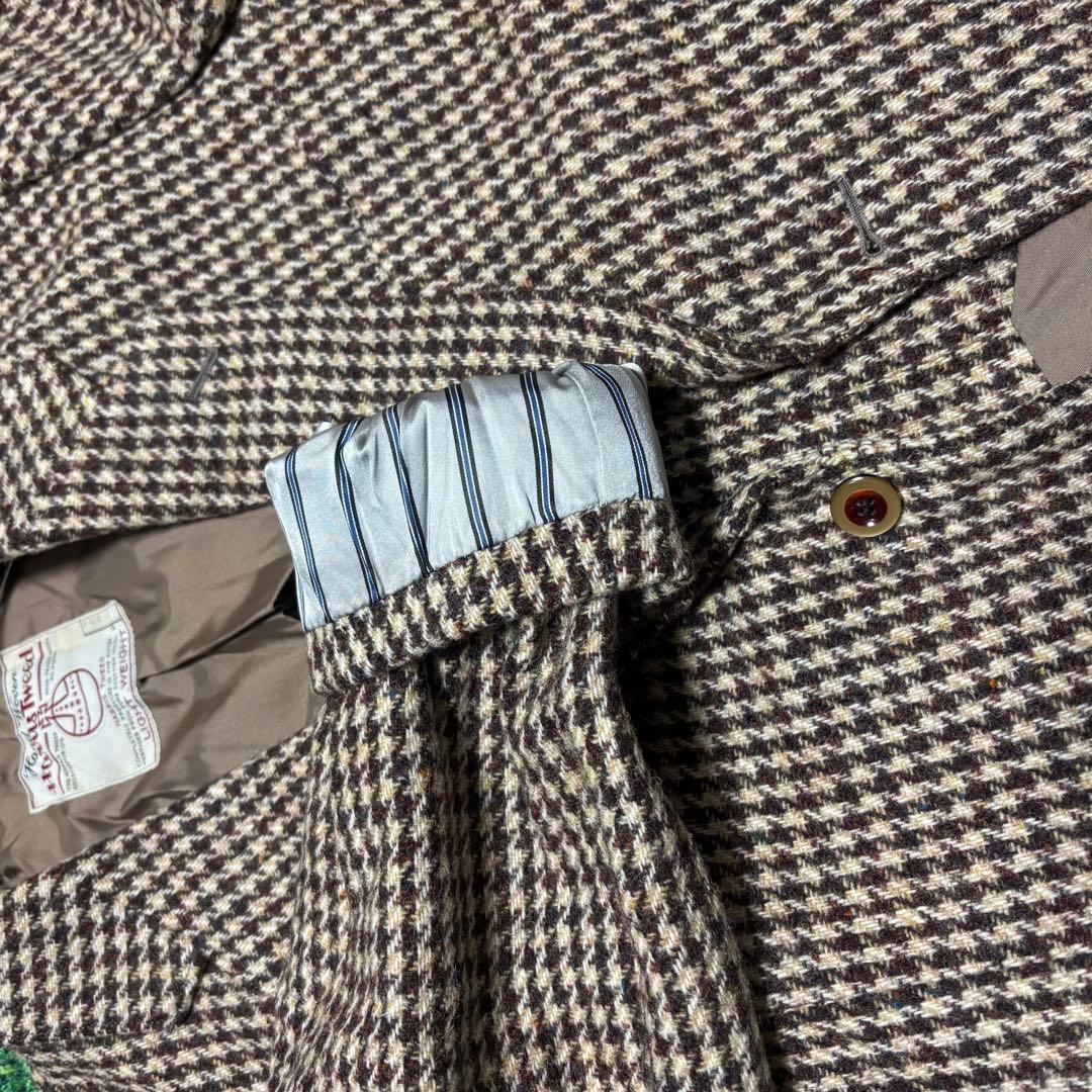 80s 英国製生地 ハリスツイード 千鳥格子 テーラードジャケット　日本仕立て