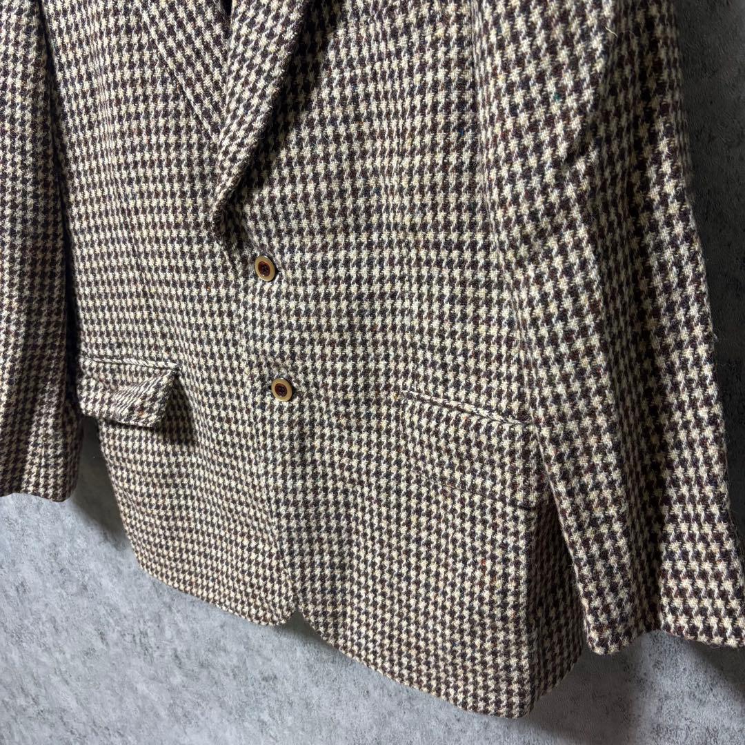 80s 英国製生地 ハリスツイード 千鳥格子 テーラードジャケット　日本仕立て