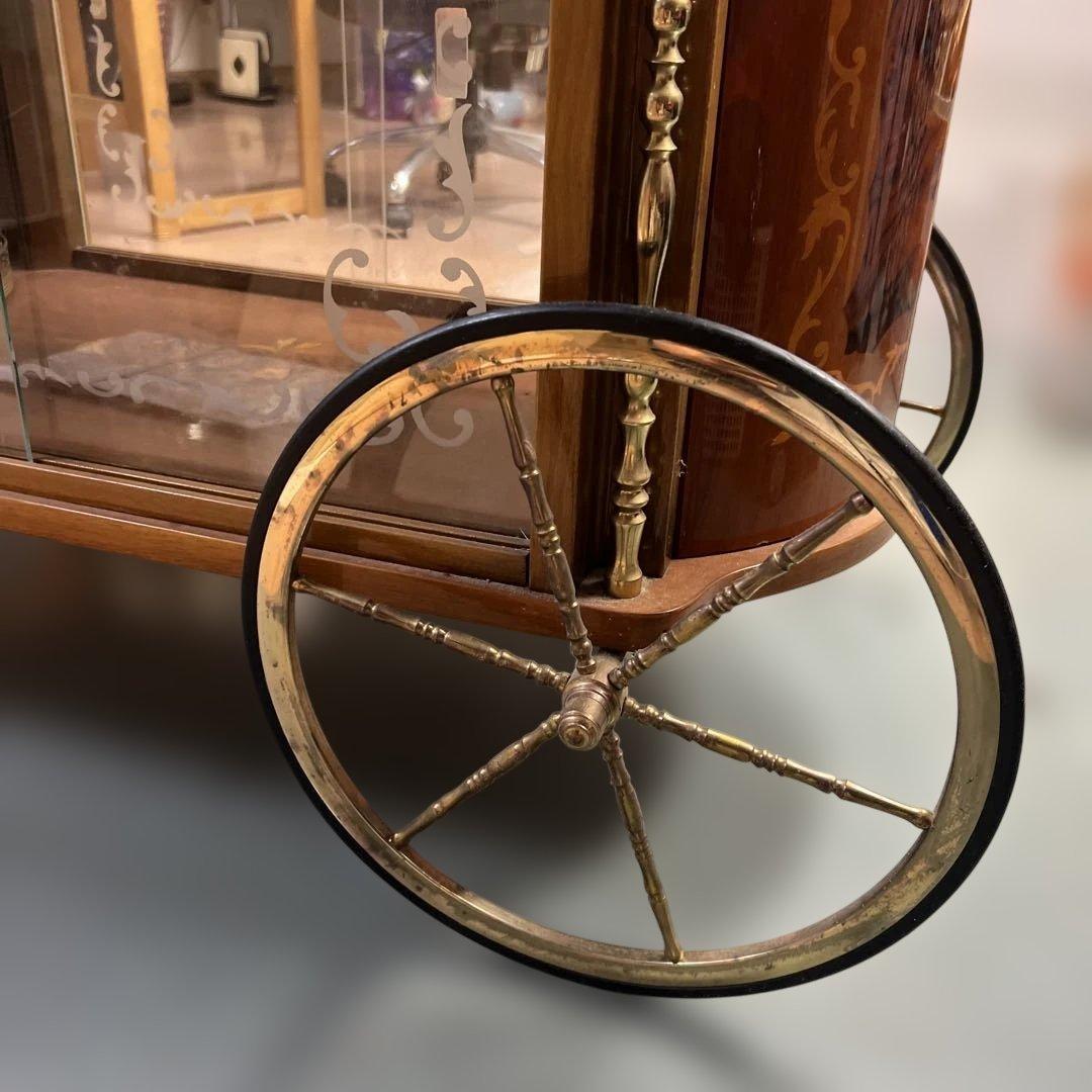 【7/17まで保管★処分家具】イタリア製　アンティーク家具　花柄キッチンワゴン